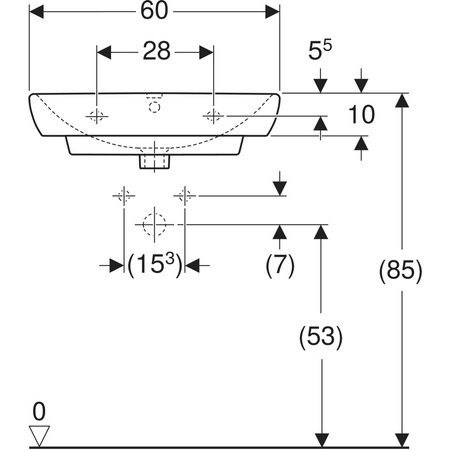 Geberit umywalka Selnova Square, z przelewem, z otworem na baterię 500.300.01.7