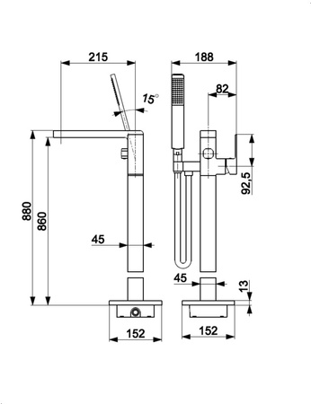 KFA bateria wannowa wolnostojąca Logon, brushed rose gold PVD 5135-510-34