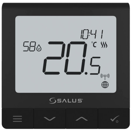 Salus bezprzewodowy, natynkowy regulator tygodniowy Quantum z wbudowanym akumulatorem czarny SQ610BRF