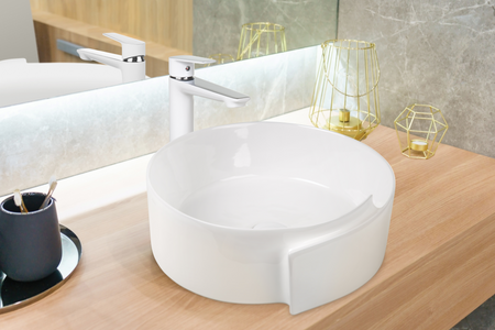 Invena bateria umywalkowa wysoka Dokos biały/chrom BU-19-W02-V