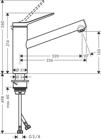 Hansgrohe bateria kuchenna stojąca 150 1jet Zesis M33, czarny matowy 74802670