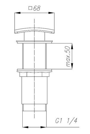 KFA spust umywalkowy typu klik-klak, duży kwadratowy, czarny 660-453-81