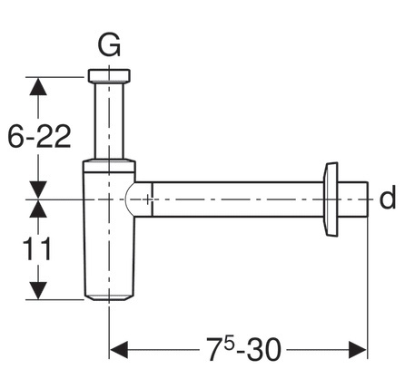 Geberit syfon umywalkowy R 1 1/4"x40mm chrom błyszczący 151.035.21.1