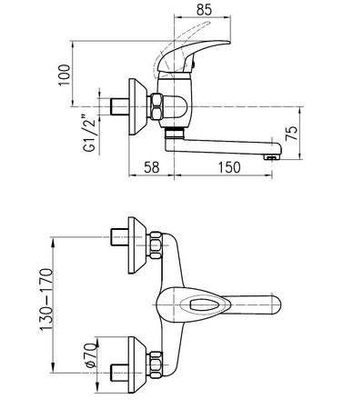 KFA bateria JASPIS umywalkowa ścienna 540-810-00