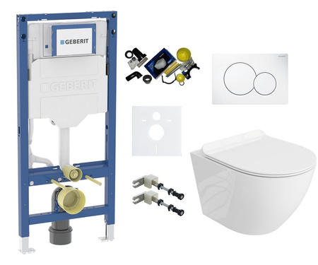 Zestaw Duofix Concept stelaż podtynkowy Geberit do WC z przyciskiem Sigma 01 biały alpin + miska WC z deską Lavita S009