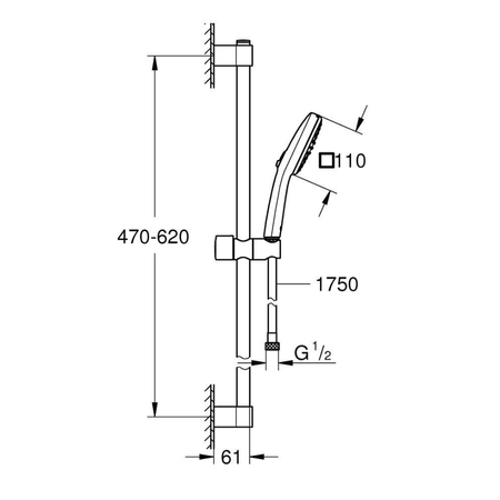 Grohe zestaw z drążkiem prysznicowym, 2 strumienie Tempesta Cube 110, chrom 27578003