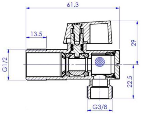 Invena zawór kulowy odcinający z filtrem, z metalowym pokrętłem do baterii, dolnopłuka lub pralki 1/2"X3/8" ZW-12-W10