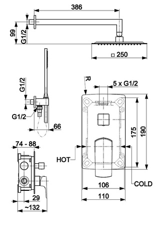 KFA zestaw natryskowy podtynkowy MOKAIT z baterią 3 funkcyjną, czarny 5539-511-81