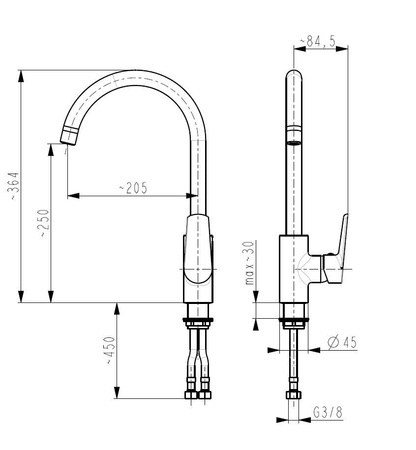 KFA bateria ONYKS zlewozmywakowa stojąca z obrotowym wylotem 6513-915-00