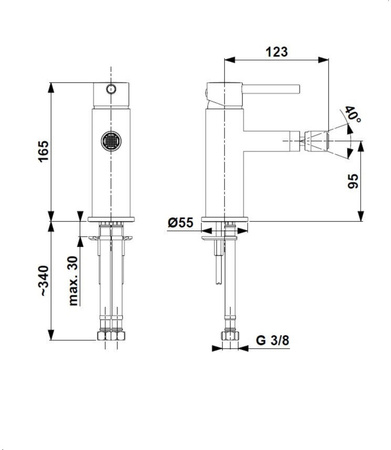 KFA bateria bidetowa Moza, gun metal grey PVD 5037-015-61