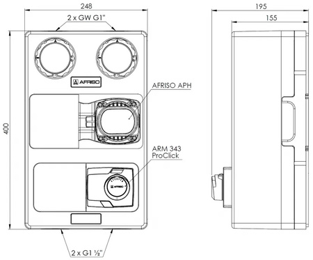 Afriso grupa pompowa PrimoTherm K 180-2 DN25, pompa AFRISO APH, zawór mieszający ARV Kvs 12, siłownik ARM 343 ProClick 7781320