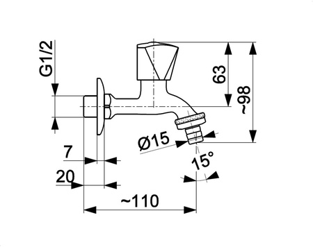 KFA zawór wypływowy umywalkowy ścienny ze złączką węża 201-020-00