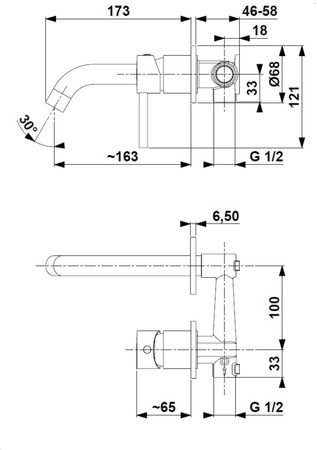 KFA bateria umywalkowa podtynkowa Moza, miedź szczotkowana PVD 5039-810-34