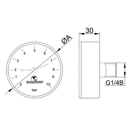 Diamond ciśnieniomierz TYP:418 63 mm ART.418-P.63-10.