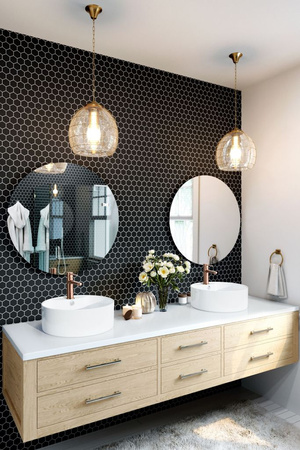 Invena bateria umywalkowa Glamour, miedź BU-02-014-V