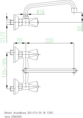 KFA bateria STANDARD umywalkowa ścienna C 220 uchwyt czworokątny 300-510-00