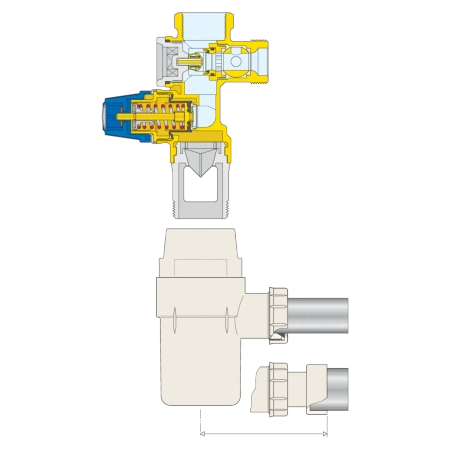 Caleffi hydrauliczna grupa bezpieczeństwa do zasobników c.w.u. z zaworem odcinającym i zaworem zwrotnym z możliwością nadzoru 1/2" 526142