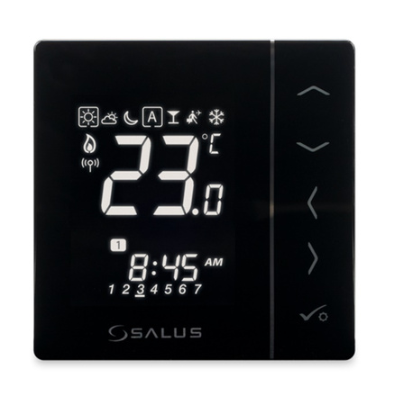 WYPRZEDAŻ: Salus bezprzewodowy, cyfrowy regulator temperatury 4w1, czarny,  podtynkowy, 230V, kompatybilny z urządzeniami serii iT600RF VS10BRF