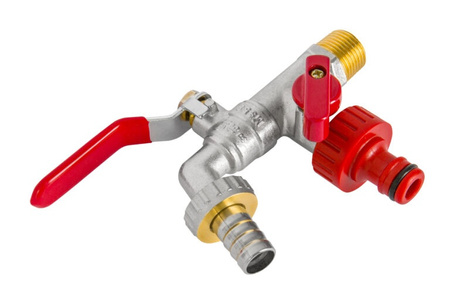 Diamond kurek kulowy - podwójny kran czerpalny, z dławikiem 1/2" ART.2503-15.KRAN