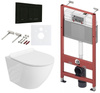 Zestaw stelaż Tece podtynkowy do WC z przyciskiem (czarny połysk) + miska WC z deską Lavita S004