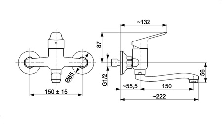 KFA bateria umywalkowa ścienna Sparc, chrom 5410-810-00