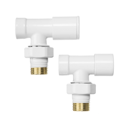 Invena komplet zaworów grzejnikowych - zasilanie + powrót, kątowy, biały CZ-31-K15