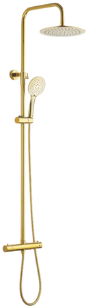 Invena zestaw prysznicowy z deszczownicą i baterią termostatyczną Gold, złoty AU-16-009-X