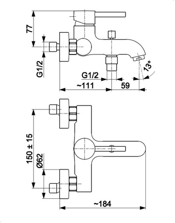 KFA bateria wannowa Moza, gun metal grey PVD 5034-010-61