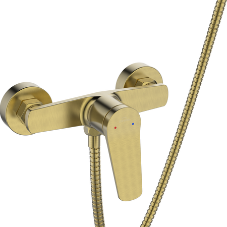 Invena bateria natryskowa z zestawem natryskowym Alonia, złoto szczotkowane BN-70-009-V