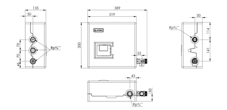 Afriso grupa pompowa do cyrkulacji ciepłej wody użytkowej WZS 100, ATM Kvs 2,5 m3/h 6840500