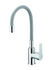 KFA bateria kuchenna stojąca z giętką wylewką RUMBA, chrom + szary 6553-915-63