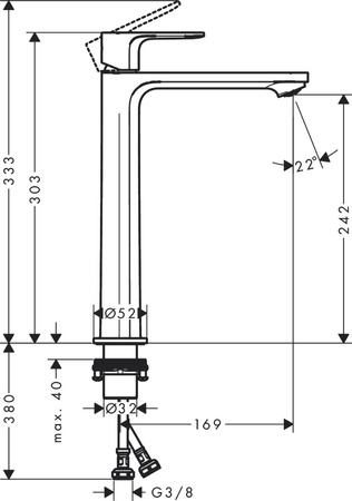 Hansgrohe bateria umywalkowa stojąca 240 CoolStart Rebris S, chrom 72582000