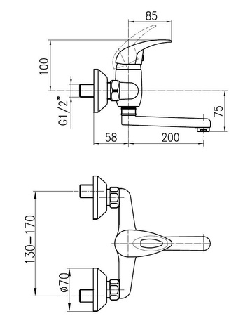 KFA bateria zlewozmywakowa ścienna JASPIS 540-910-00