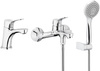 KFA zestaw 3w1: bateria umywalkowa stojąca, bateria wannowa ścienna z natryskiem punktowym MORRIS chrom 5241-003-00
