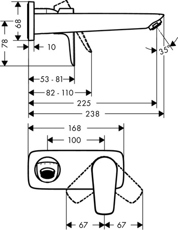Hansgrohe jednouchwytowa bateria umywalkowa Talis E  z wylewką dł. 225 mm, montaż podtynkowy, element zewnętrzny, DN15 czarny mat 71734670