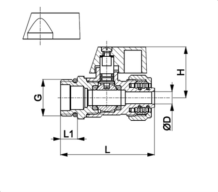 KFA zawór kulowy mini wkrętny 1/2" ze złączką do rur PEX 16x2 mm 703-232-15