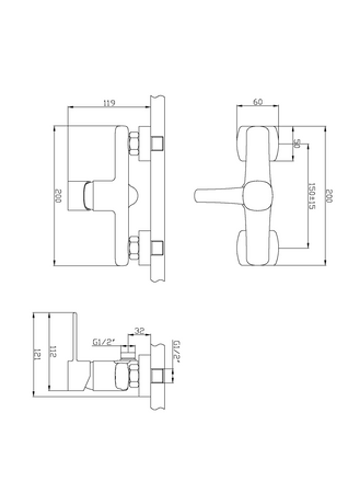 Invena bateria natryskowa z zestawem natryskowym Glamour, miedź BN-02-014-V
