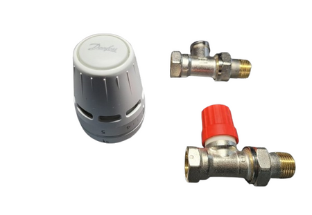 WYPRZEDAŻ: Danfoss zestaw prosty z głowicą Regus®, zawór RA-N i odcinający RLV-S 015G5304