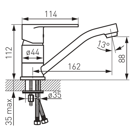 Ferro bateria ALGEO umywalkowa stojąca obrotowa niska, chrom BAG2AA