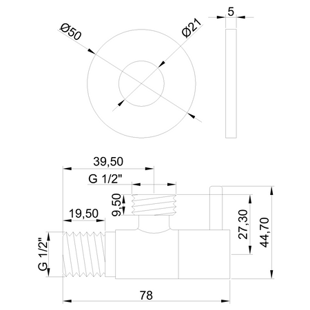 Invena zawór kątowy z głowicą ceramiczną 1/2"x1/2", chrom ZW-43-015
