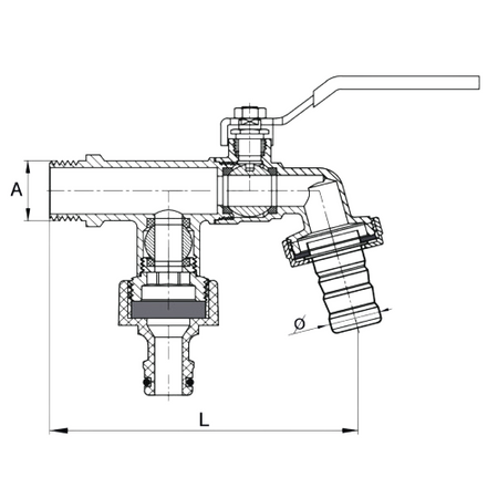 Diamond kurek kulowy - podwójny kran czerpalny, z dławikiem 1/2" ART.2503-15.KRAN