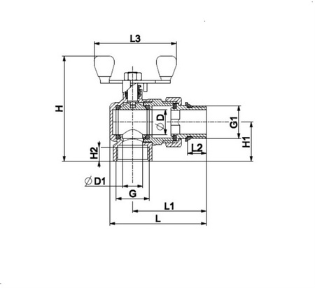 KFA zawór kulowy kątowy nakrętno-wkrętny ze śrubunkiem i motylkiem 3/4" 700-721-20