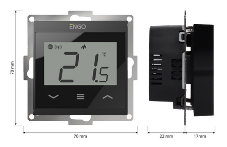 Engo internetowy, podtynkowy regulator temperatury do ramki, czarny E55-B