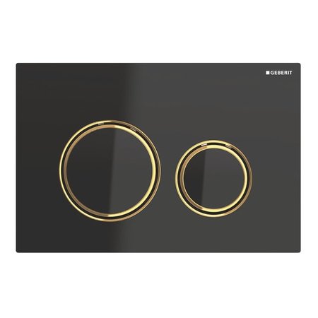 Geberit przycisk uruchamiający Sigma 21, przedni, szkło czarne, pierścienie: mosiądz 115.652.SJ.1