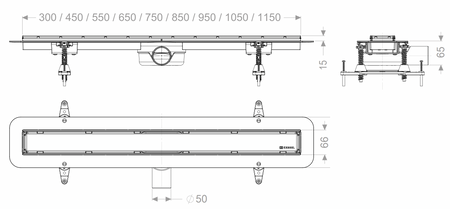 Kessel odpływ prysznicowy liniowy boczny Linearis Compact, L=450, DN50 45600.60M