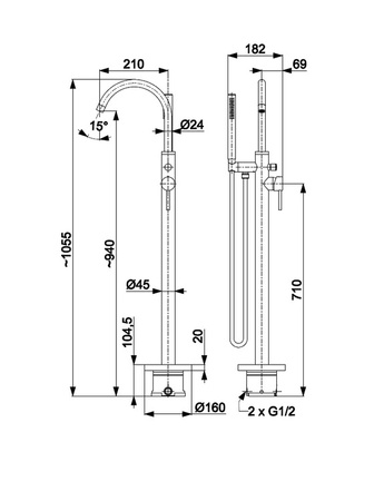 KFA MOZA bateria wannowa wolnostojąca, chrom 5035-510-00
