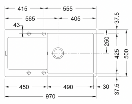 Franke zlewozmywak jednokomorowy wpuszczany Maris MRG 611-97 XL Fragranite, onyx 114.0675.976
