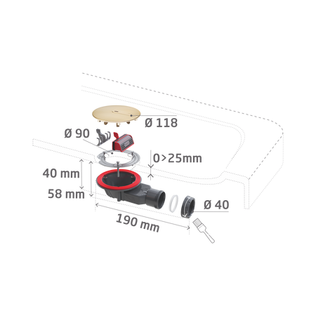 Wirquin odpływ brodzikowy Slim+, fi90, złoty 30724969