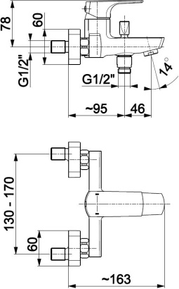 KFA bateria wannowa ścienna MOKAIT, czarna 5534-010-81