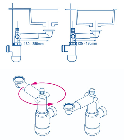 Deante syfon biały umywalkowy płaski space saver teleskopowy NHC_633K